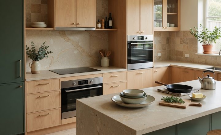 Warm Australian kitchen with practical homewares and kitchen products